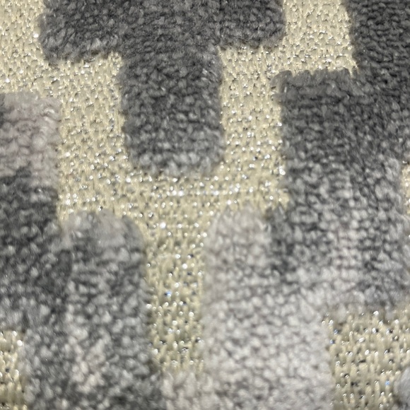 Neutral Chevron Velvet Lumbar Pillow - Silver & Cream & grey - Picture 5 of 9